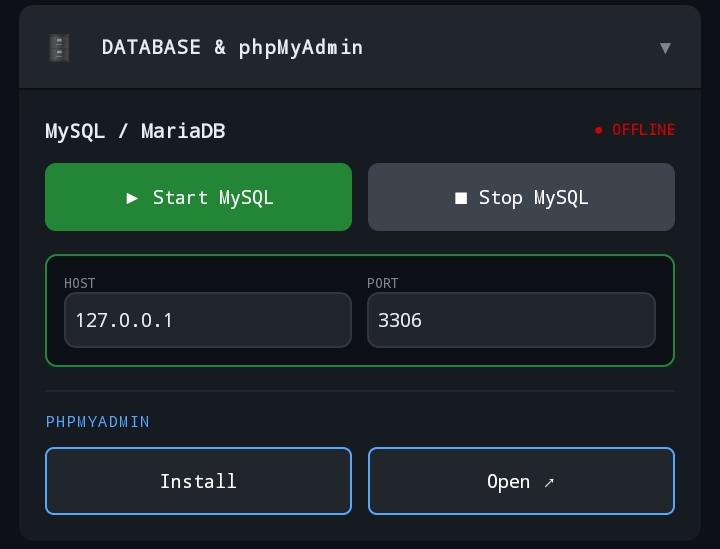 Ampdroid database configuration