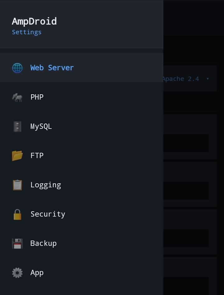 Ampdroid settings drawer